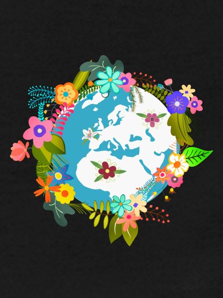 Globe terrestre fleurs