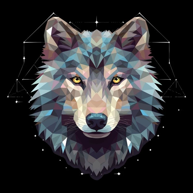 Geometric wolf's head