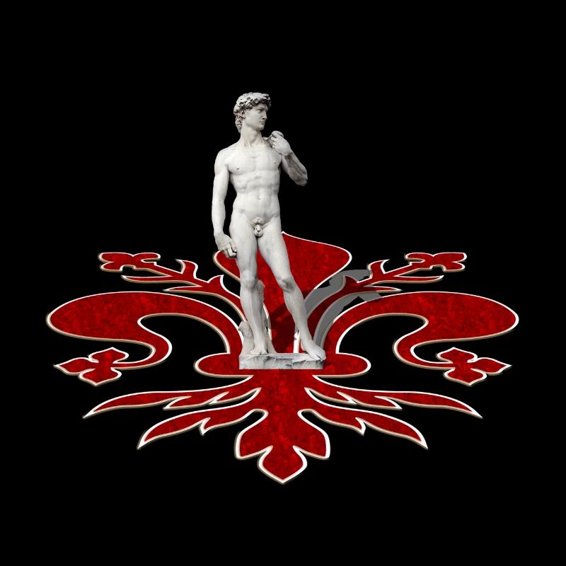 David par Michel-Ange et lys rouge de Florence