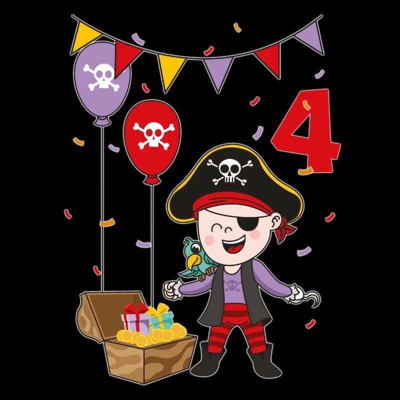 4 Jahre Pirat Kindergeburtstag Kinder Fun Geschenk