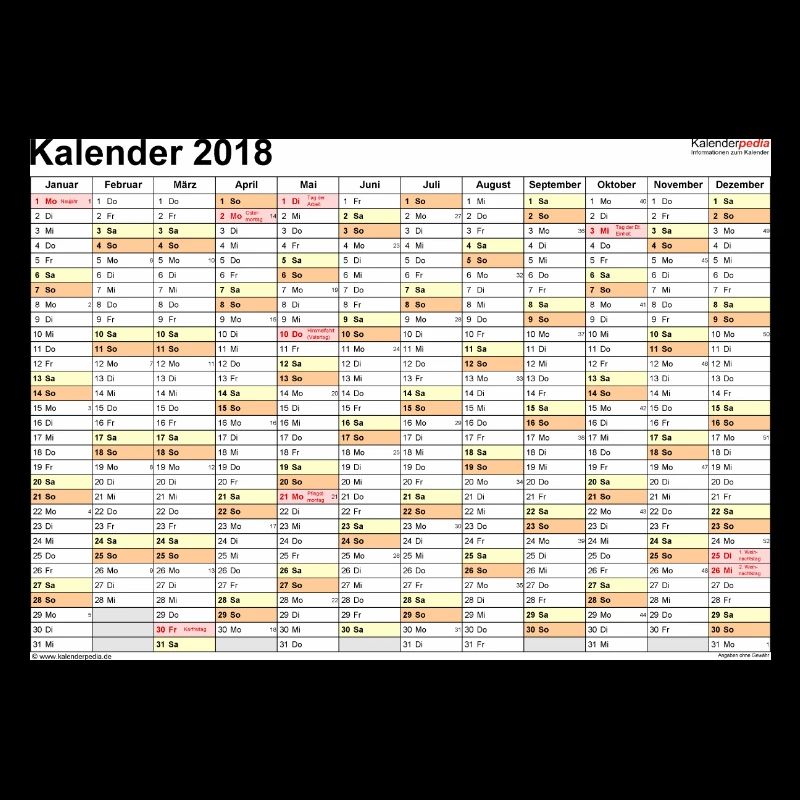 calendrier 2018
