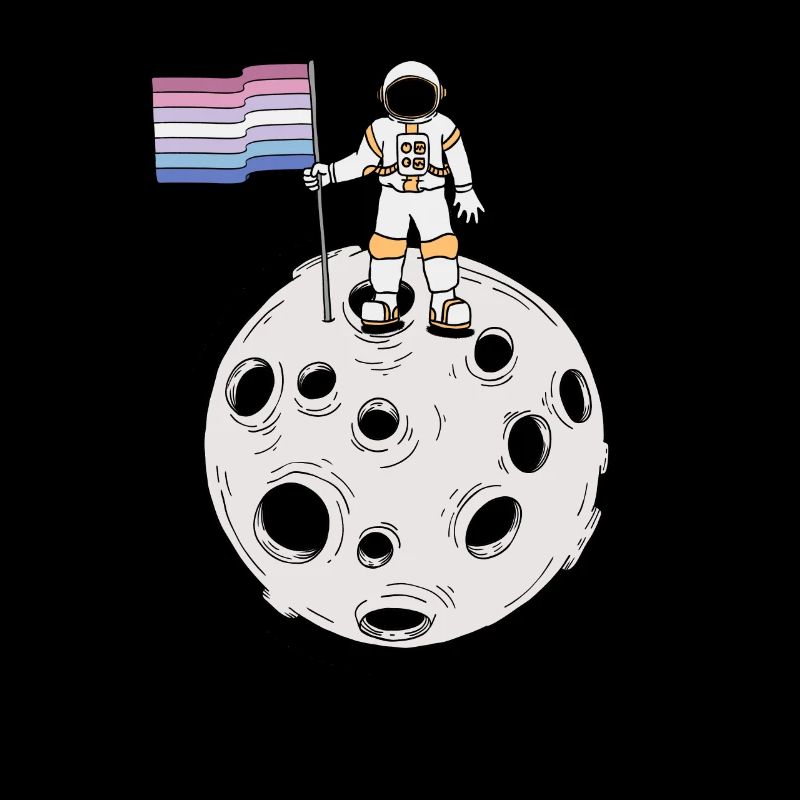 Astronaute Bigender sur la lune Drapeau Bigender