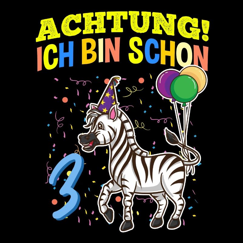 Achtung Ich Bin Schon 3 Tier Geburtstag Zebra
