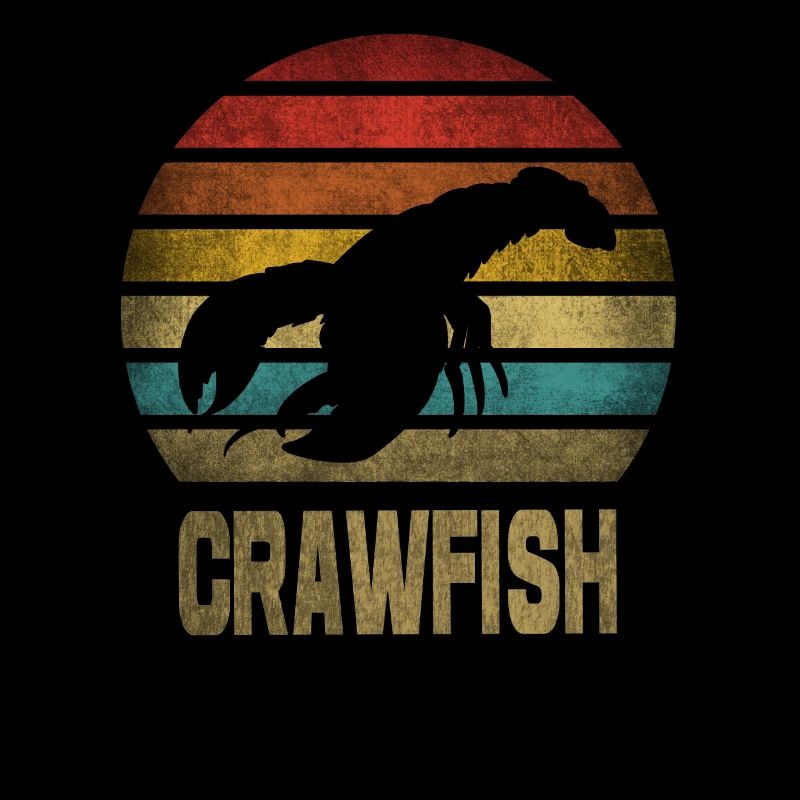 Crawfish Crab Animals Retro Vintage Sunset