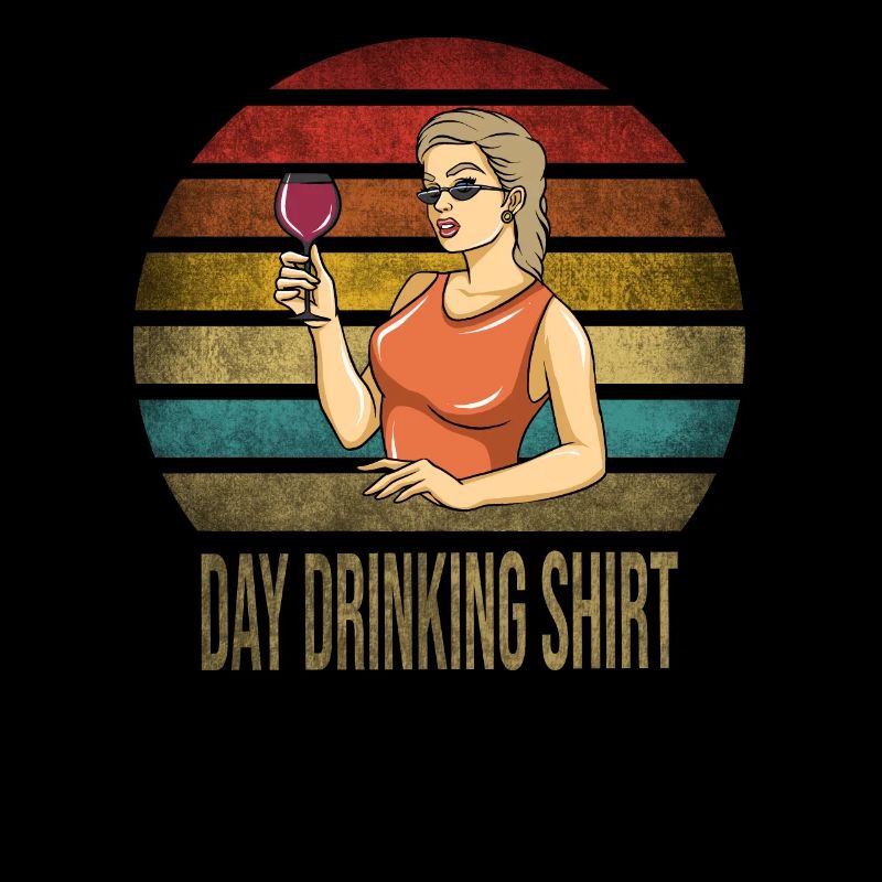 Drinking Wine Fun Alcohol Woman Retro Sunset