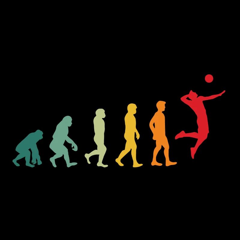 Volleyball Evolution Entwicklung Lustig Retro