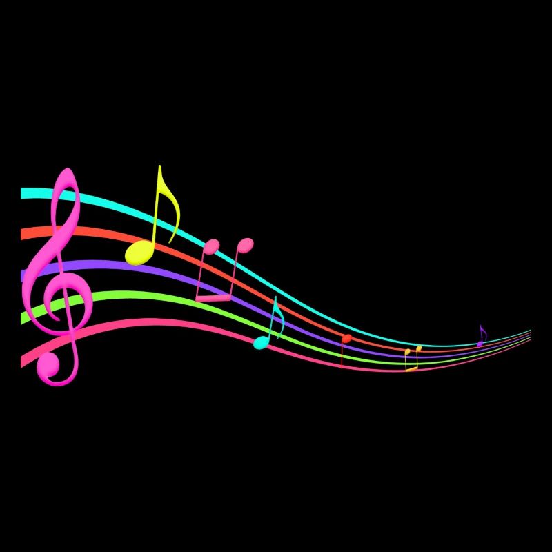 Notes. Coloré. Clef. Arc en ciel.