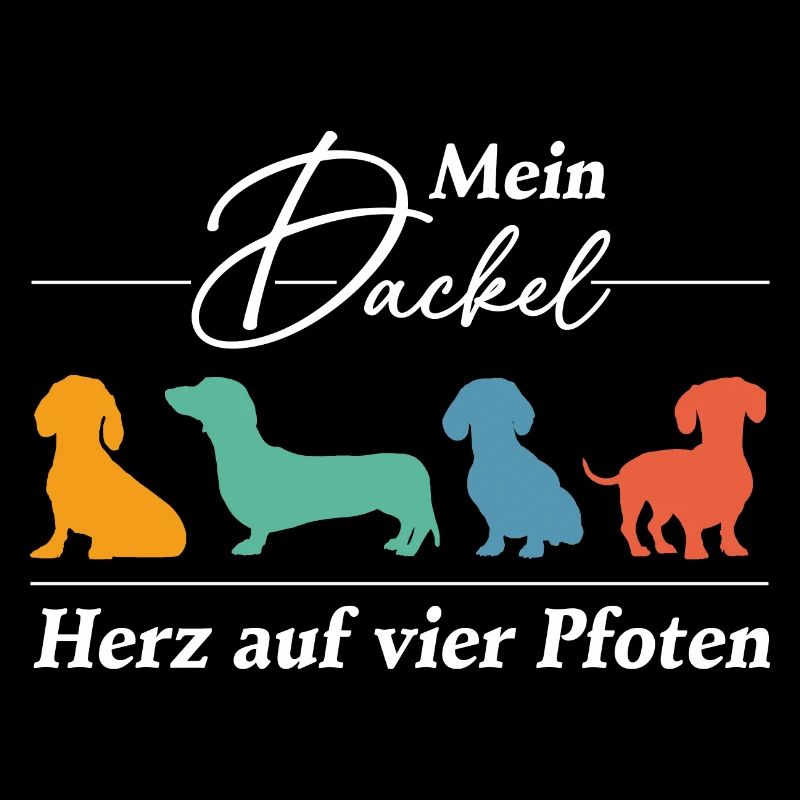 Dackel Herz auf vier Pfoten. Dackelsilhouetten