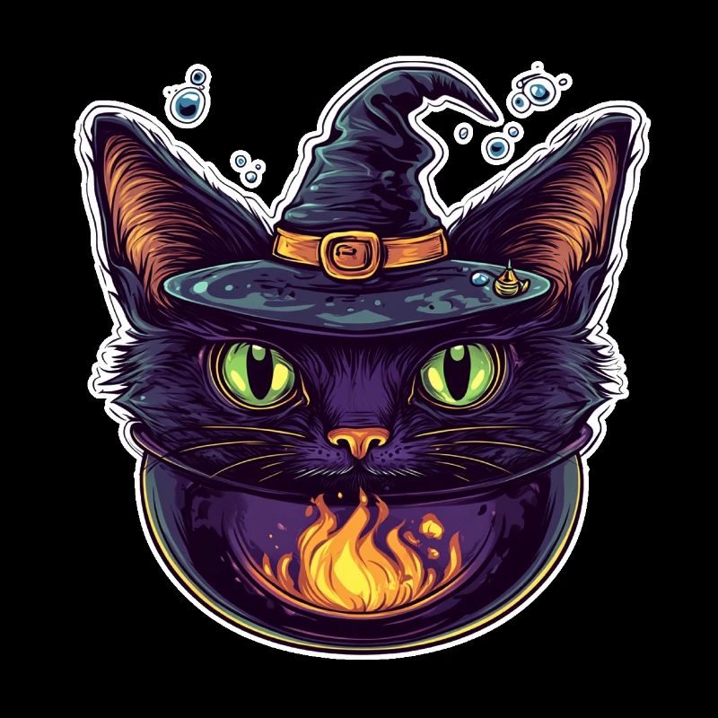 Chat Chaudron Chat Sorcière Halloween