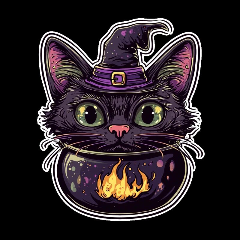 Chat Chaudron Chat Sorcière Halloween