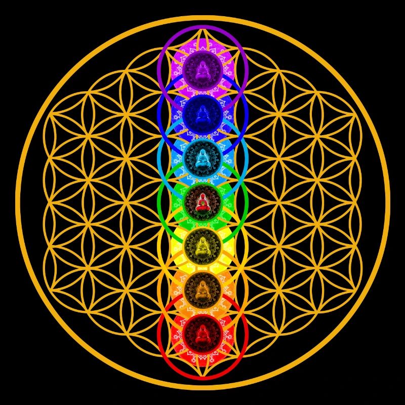 Lebensblume mit den 7 Chakra