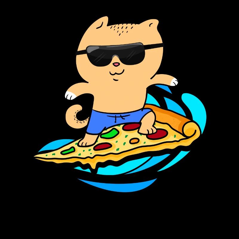 Pizza Cat Surfing On Pizza