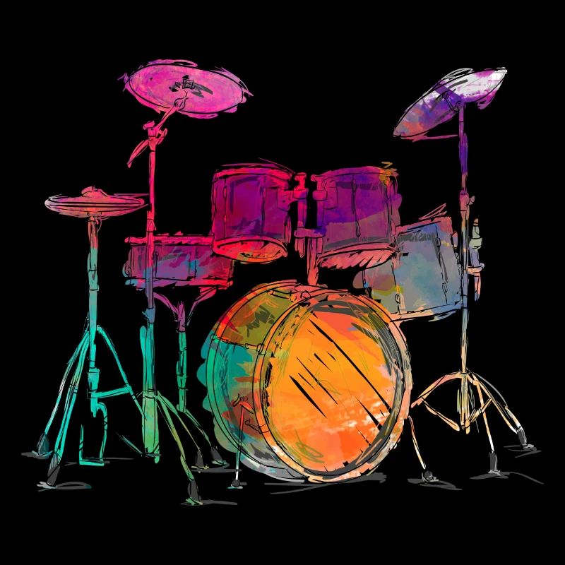 Water Color Style Drummer Batteries Set Batteur