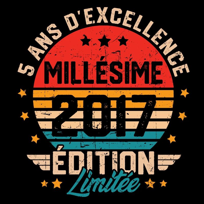 Cadeau d'anniversaire 5 ans millésime 2017