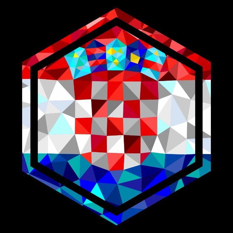 Croatie Drapeau Hexagone Low Poly Diamond Style