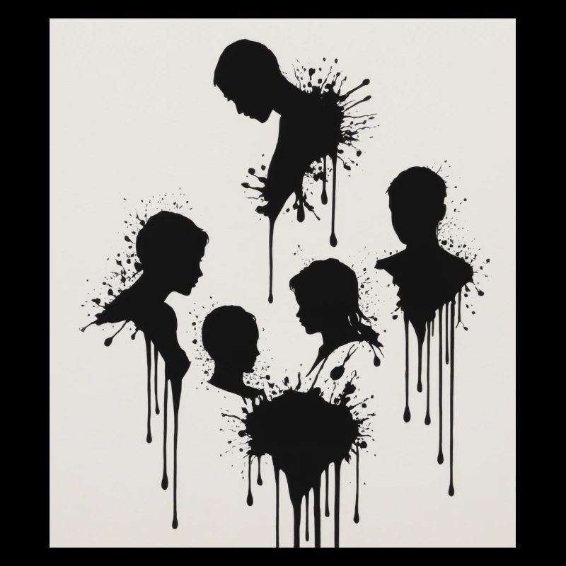 Black silhouettes with a paint splash effect