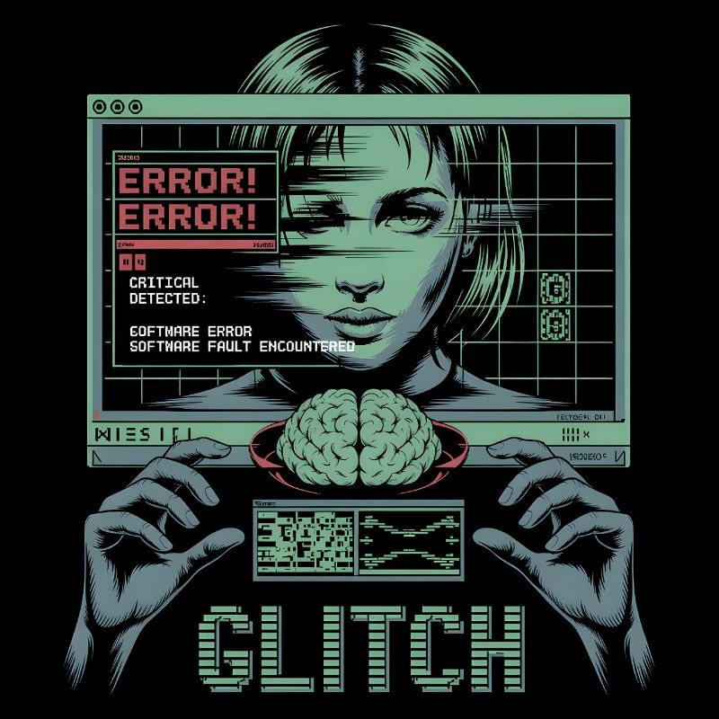 Error Glitch - Futuristisches Grafik T-Shirt