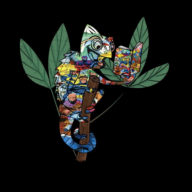 Cool chameleon with comic