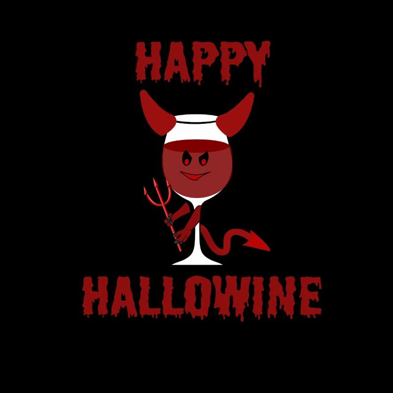 Happy Hallowine Red Wine Halloween Devil Wine