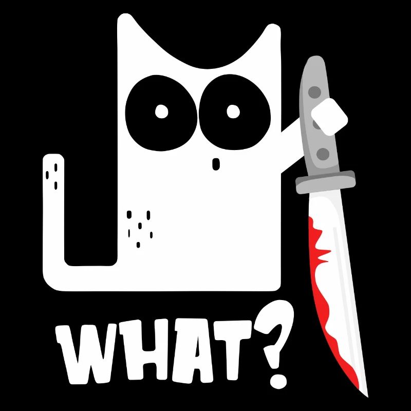 What? Katze mit Messer - cooles Katzenmotiv