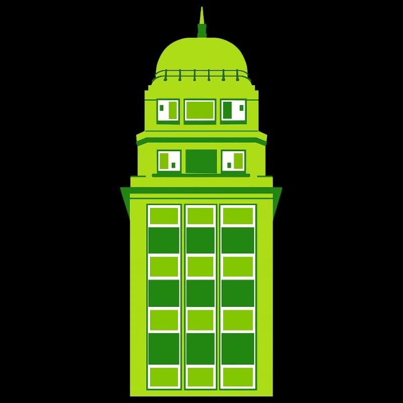 Retro Green Tower Clock