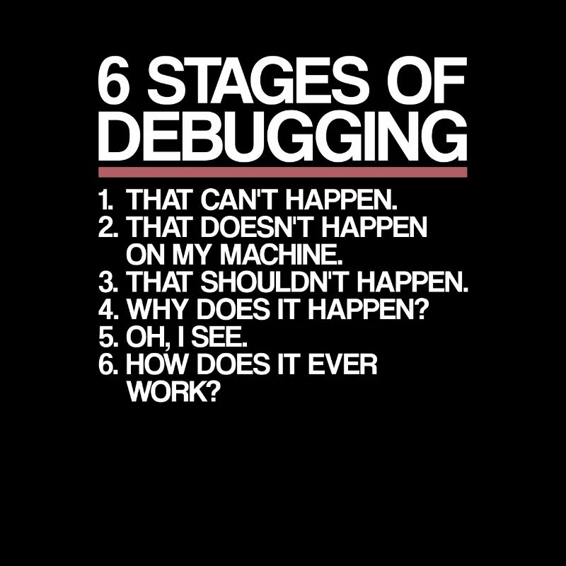 6 Stages of Debugging | Programmierer, Informatik