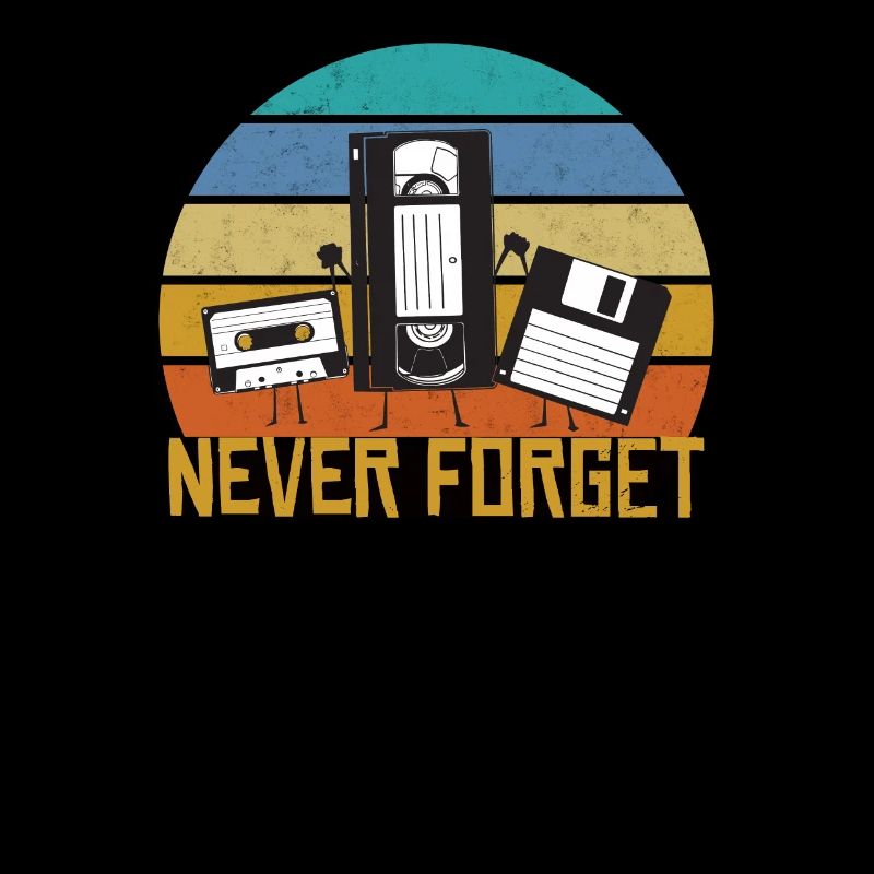 Never Forget Retro Kassette VHS Diskette Geschenk