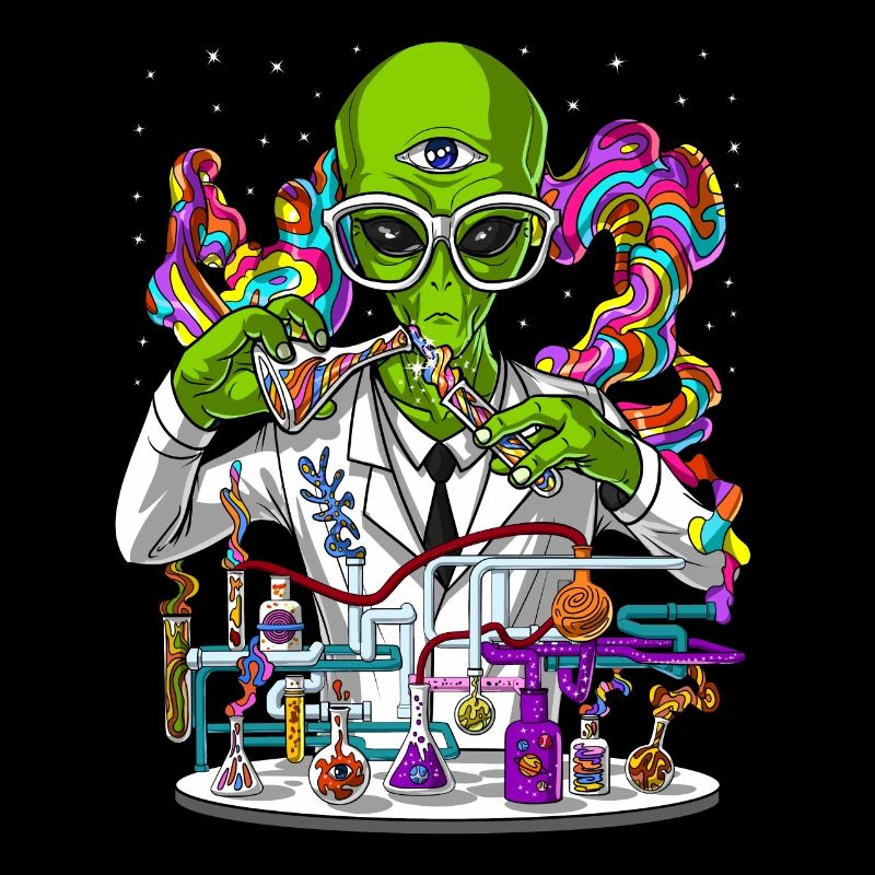 Scientifique psychédélique extraterrestre