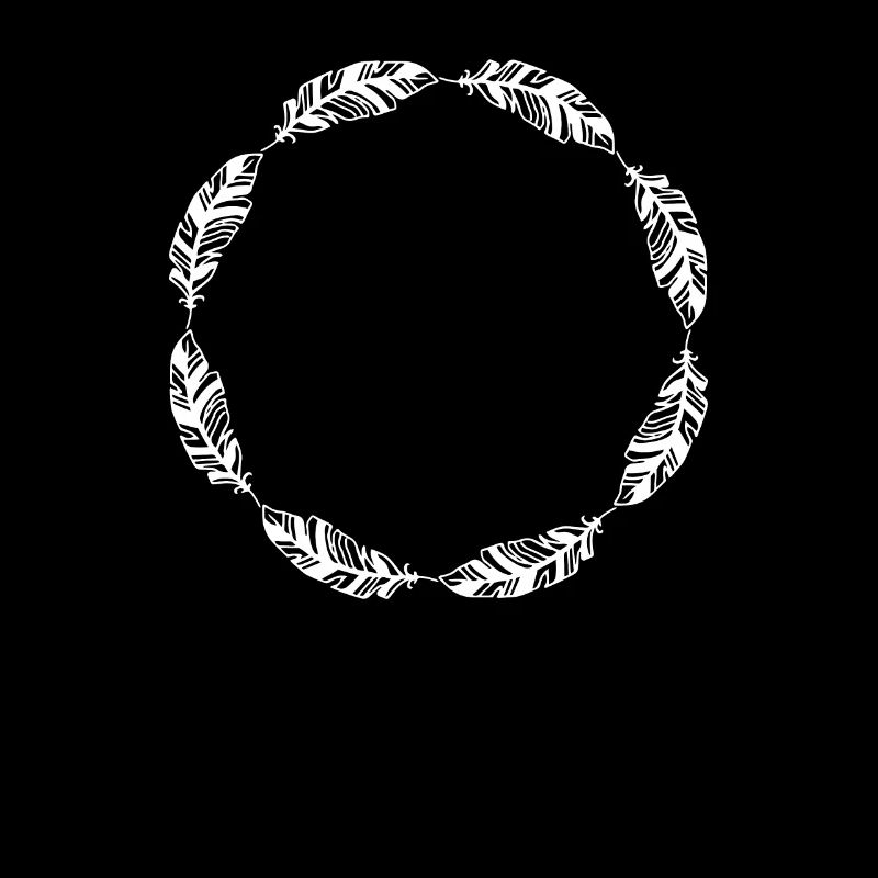 Outline Circle Frame Feather Feather Design