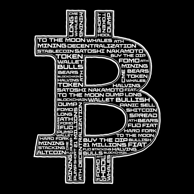 Bitcoin logo with crypto expressions