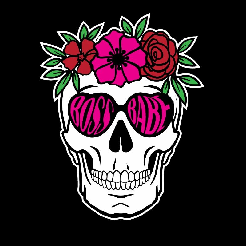 Boss Babe Cool Lady Skull fleurs de crâne