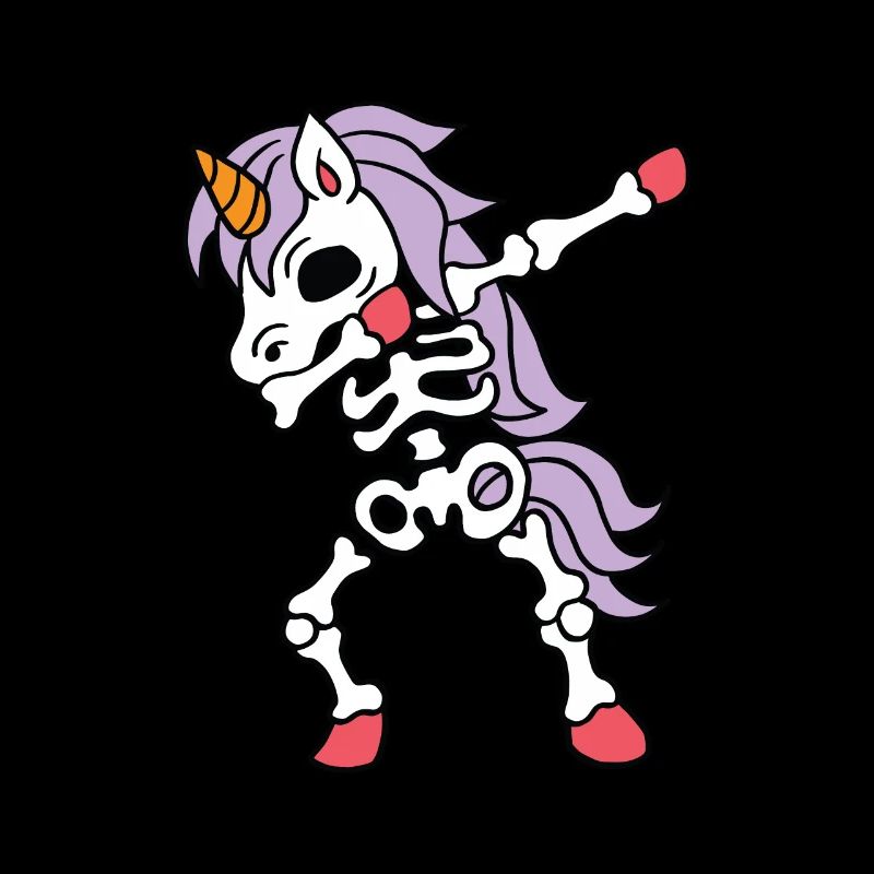Dabbing Unicorn Skeleton Halloween Skelett Einhorn