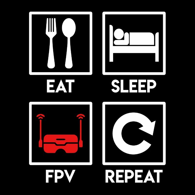 Quadrocopter Spruch Eat Sleep FPV Repeat Drohne