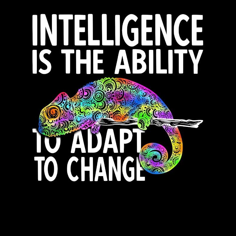 Lustiges Buntes Chamäleon mit Intelligenz Spruch