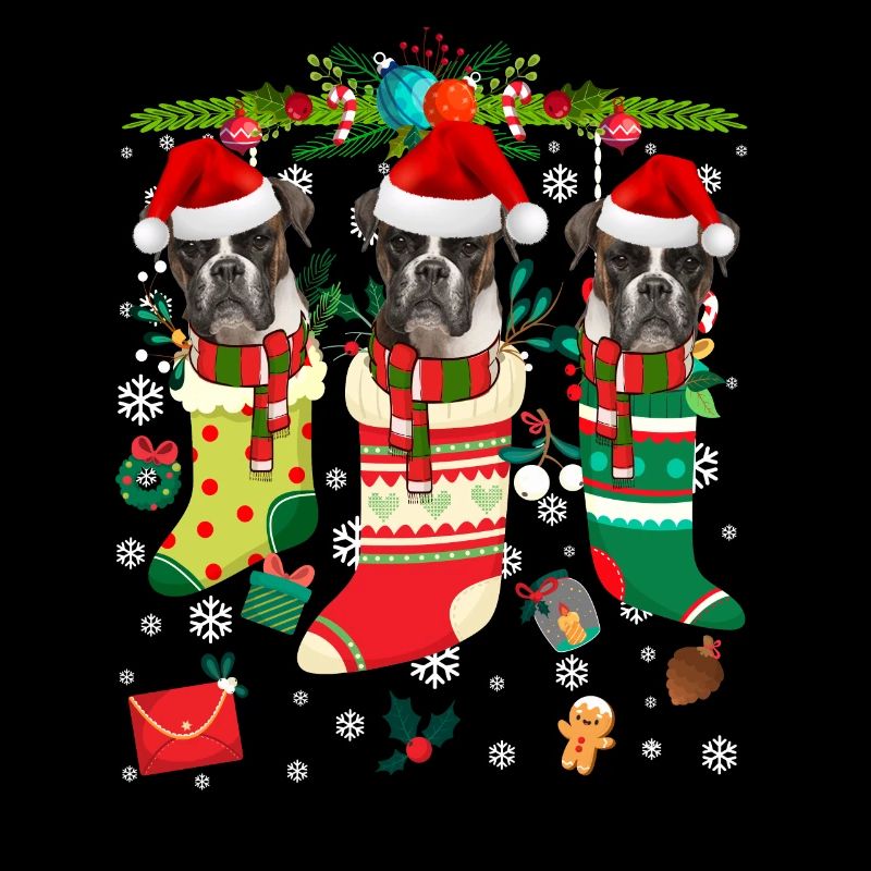 Pull de Noël moche Boxer Dog Edition