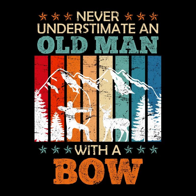 Alter Mann mit Bogen Langbogen Bogenschütze