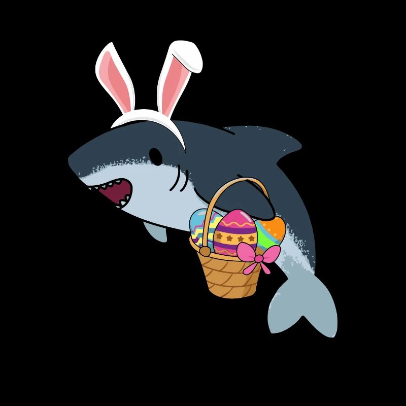 Lapin de Pâques Requin Requin avec Oeuf de Pâques dans le panier