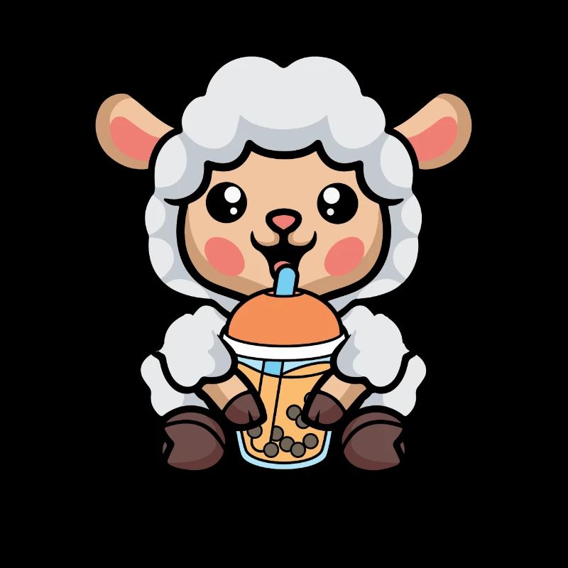 Bubble Milk Tea Sheep Drinking Boba Milk Tea
