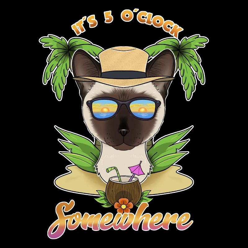 It Is 5 OClock Somewhere Drinking Siamese Cat