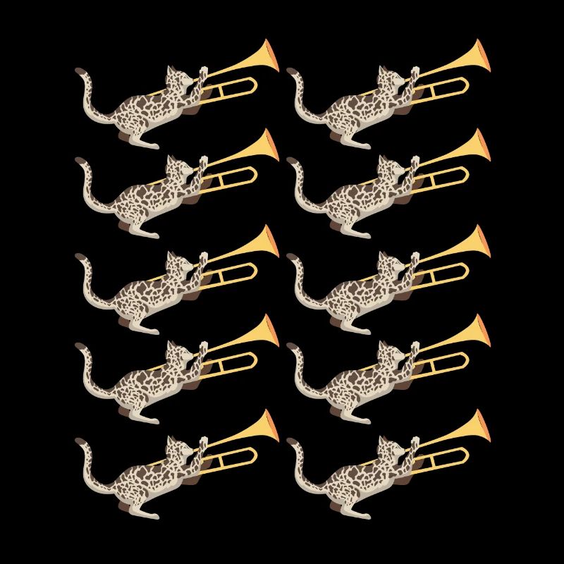 Musiker mit Katze mit Posaune