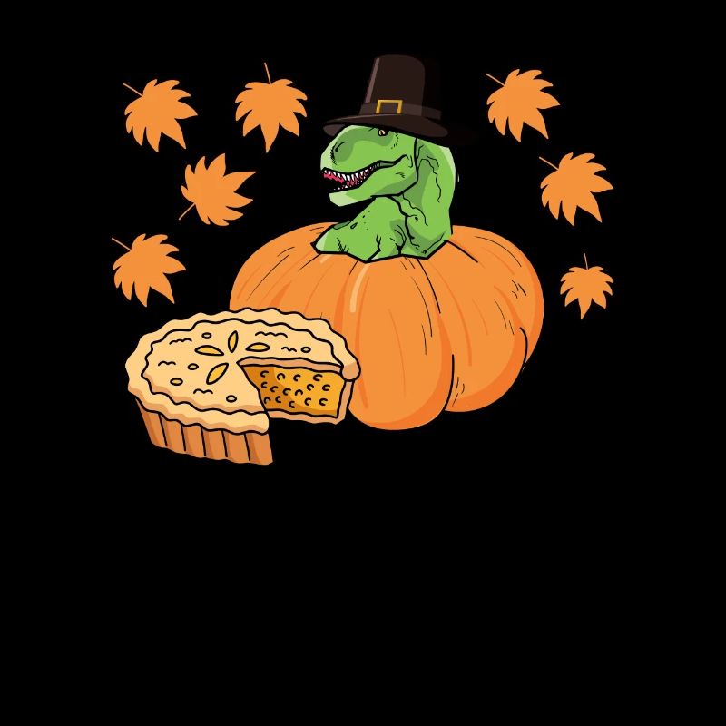 Pilgrim Trex Dinosaur Pumpkin Pie Thanksgiving