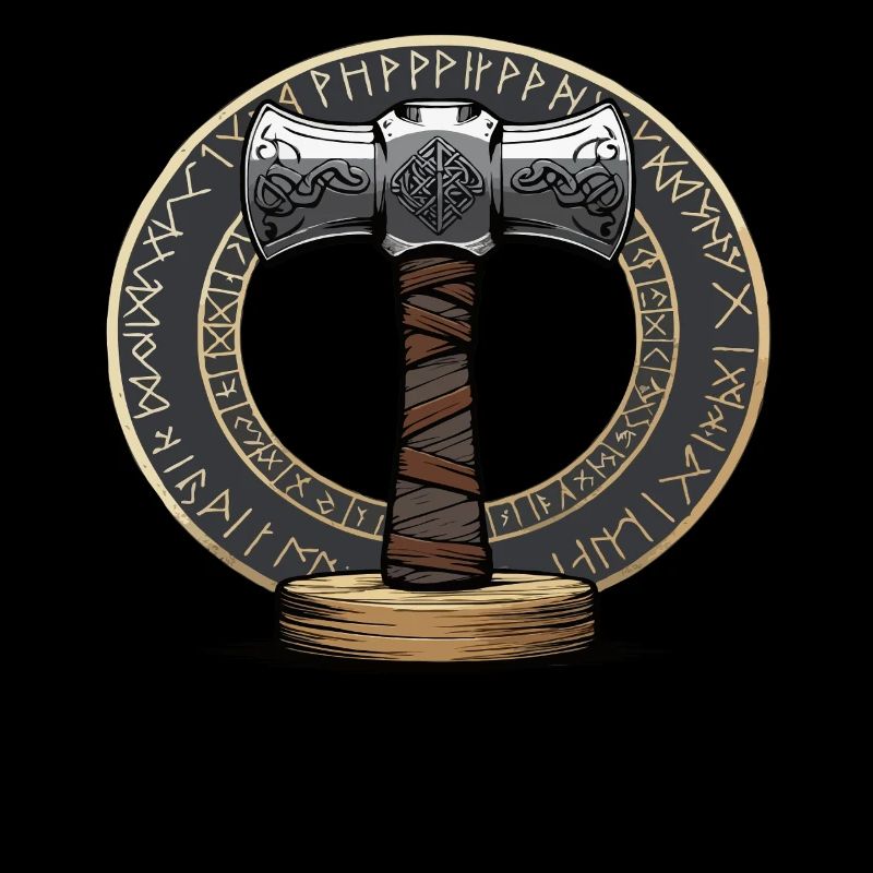 Viking Hammer Warrior Valhalla Runic Circle Thor