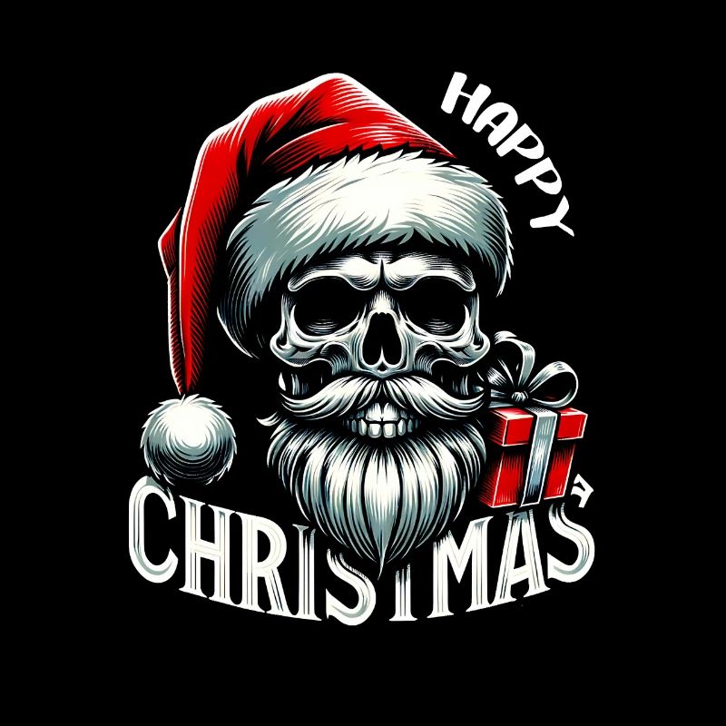 Crâne de Père Noël effrayant avec colis