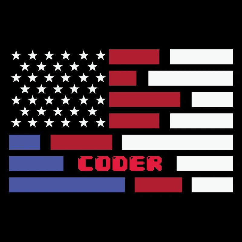 American Flag Coder Coding Computer Nerd