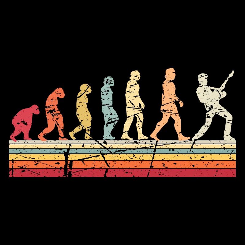 Human Evolution Guitar Band Retro Vintage