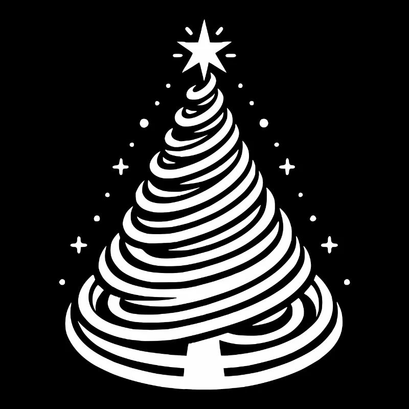 Spiral Christmas tree with festive design