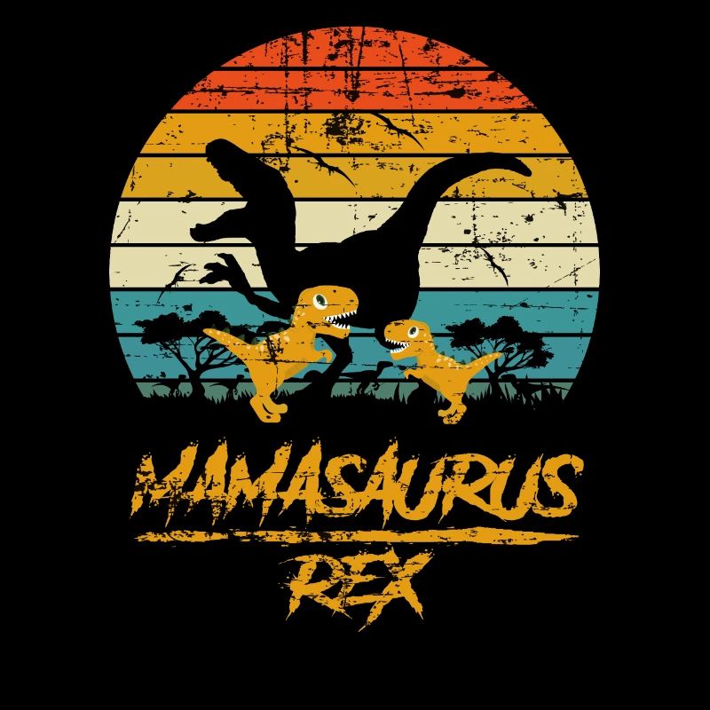 Mamasaurus Dinosaurier 2 Kinder Retro Vintage Geschenk