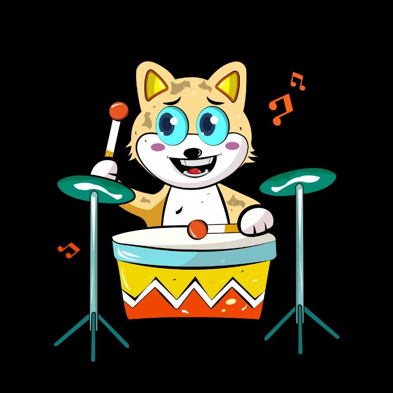 Cat Playing Drums
