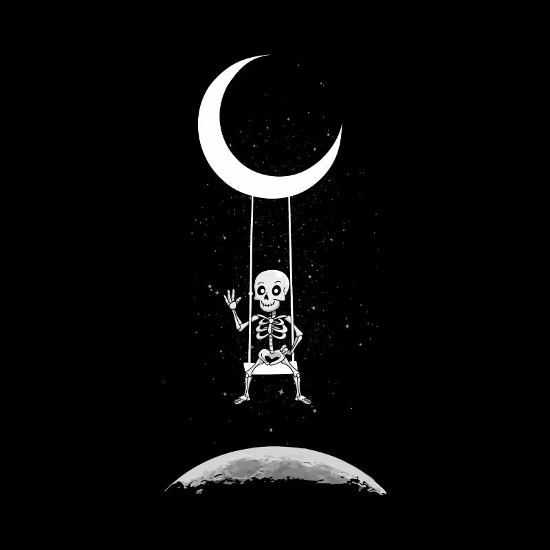 Skeleton On Moon Swing Halloween