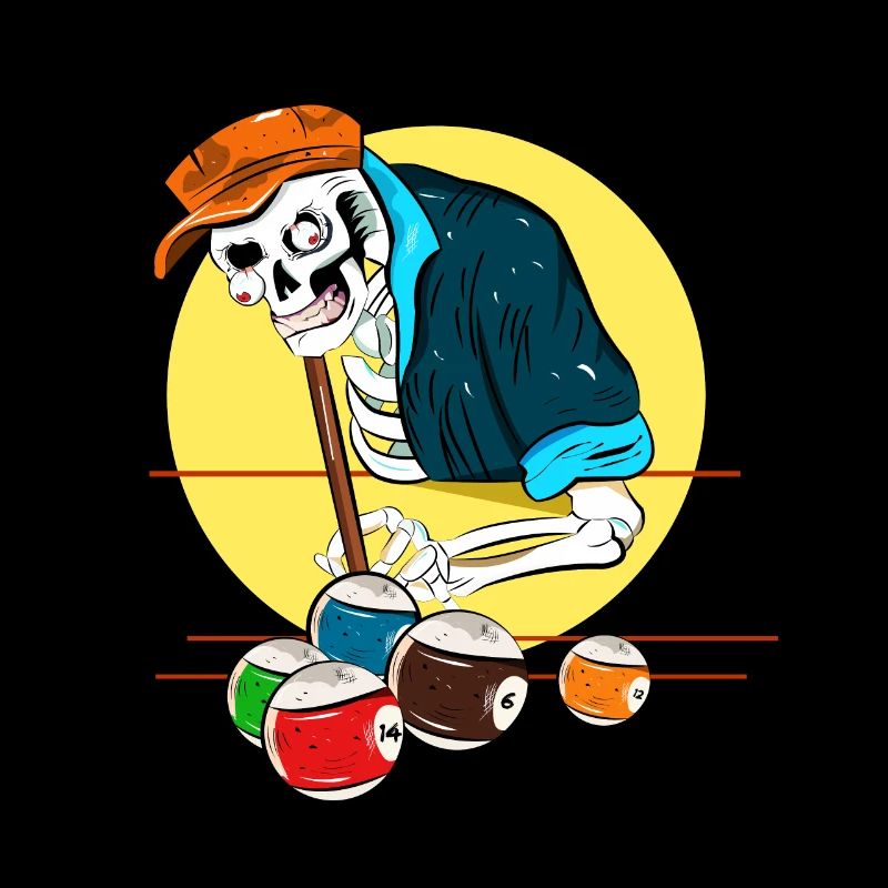 Skeleton Playing Billiards